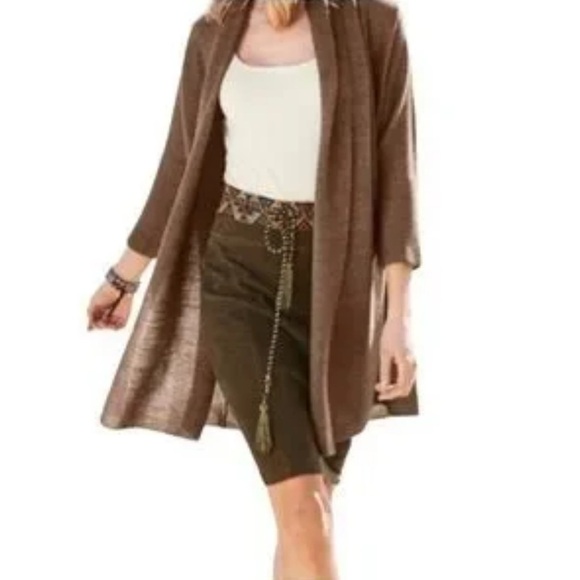 Peruvian Connection baby alpaca and silk open knit long cardigan - Picture 3 of 8